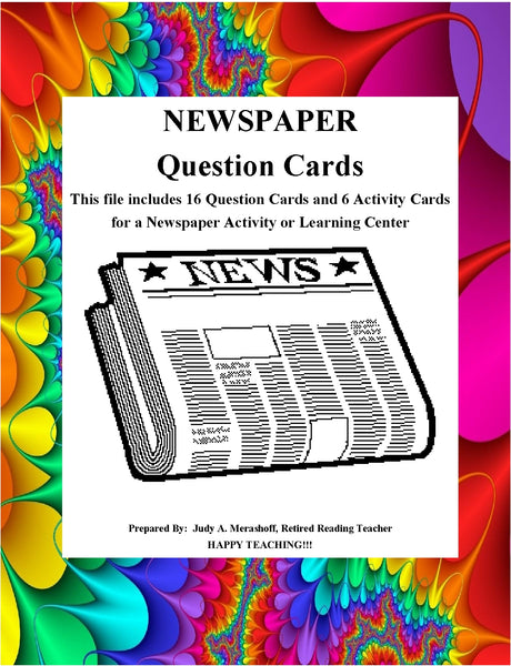 Newspaper Question Cards and Directions for Newspaper Center {{ JAMsCraftCloset }}
