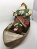 Vintage Fisherman Santa Shelf Sitter With His Net Paddle and Fishing Basket {{ JAMsCraftCloset }}