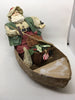 Vintage Fisherman Santa Shelf Sitter With His Net Paddle and Fishing Basket {{ JAMsCraftCloset }}
