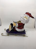 Vintage Metal Santa Sitting on Purplish Blue Sled Holiday Christmas Decor Gift Idea {{ JAMsCraftCloset }}