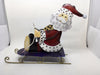 Vintage Metal Santa Sitting on Purplish Blue Sled Holiday Christmas Decor Gift Idea {{ JAMsCraftCloset }}