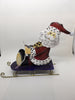 Vintage Metal Santa Sitting on Purplish Blue Sled Holiday Christmas Decor Gift Idea {{ JAMsCraftCloset }}