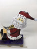 Vintage Metal Santa Sitting on Purplish Blue Sled Holiday Christmas Decor Gift Idea {{ JAMsCraftCloset }}