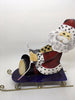 Vintage Metal Santa Sitting on Purplish Blue Sled Holiday Christmas Decor Gift Idea {{ JAMsCraftCloset }}