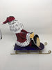 Vintage Metal Santa Sitting on Purplish Blue Sled Holiday Christmas Decor Gift Idea {{ JAMsCraftCloset }}