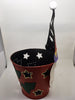 Vintage Metal Santa Candle Holder With Cutout Stars and Hole Punched Christmas Trees {{ JAMsCraftCloset }}
