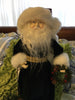 Vintage Table Top Santa in White and Green Holding a Wreath and Bag of Pine Cones and Berries {{ JAMsCraftCloset }}