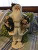 Vintage Table Top Santa White Gold Holding a Wreath Gold Pearl Berries and Pink Flowers {{ JAMsCraftCloset }}