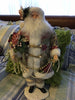 Vintage Table Top Santa in White Gold and Rose Floral Coat Holding a Rose Bouquet and Beads {{ JAMsCraftCloset }}