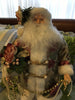 Vintage Table Top Santa in White Gold and Rose Floral Coat Holding a Rose Bouquet and Beads {{ JAMsCraftCloset }}