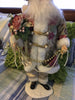 Vintage Table Top Santa in White Gold and Rose Floral Coat Holding a Rose Bouquet and Beads {{ JAMsCraftCloset }}