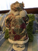 Vintage Table Top Santa in White Gold and Rose Floral Coat Holding a Rose Bouquet and Beads {{ JAMsCraftCloset }}