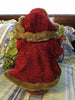 Vintage Table Top Santa in Red and Brown Fake Fur Coat Holding a Gold and Green Bay Full of Goodies {{ JAMsCraftCloset }}