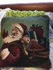 Vintage Santa Pillow in Red Green and Blue 15 Inch Square Holiday Christmas Decor Gift Idea {{ JAMsCraftCloset }}