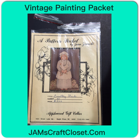 Vintage DIY Painting Packet #21 Country Girl with Duck JAMsCraftCloset