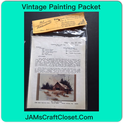 Vintage DIY Painting Packet #23 Vignette Barn with Tree JAMsCraftCloset