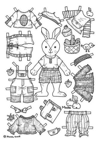 FREE Coloring Pages Paper Doll Patterns Style 25