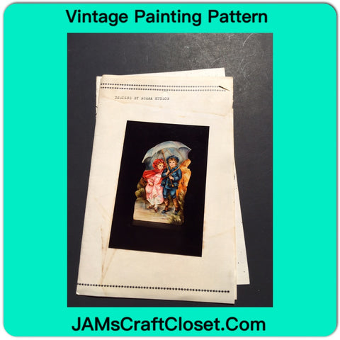 Vintage DIY Painting Packet #30 Country Boy and Girl Under Umbrella JAMsCraftCloset