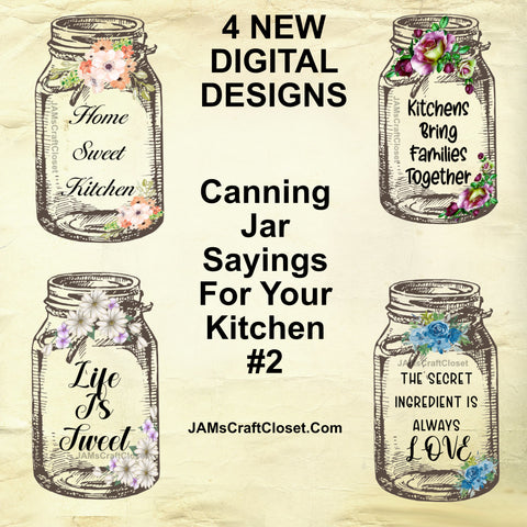 BUNDLE CANNING JARS 2 Graphic Design Positive Saying Kitchen Decor Downloads SVG PNG JPEG Files Sublimation Design Crafters Delight {{ JAMsCraftCloset }}