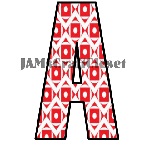 ALPHABET SET Digital Graphic Design Typography Clipart SVG-PNG Sublimation RED WHITE ZIGZAG SQUARE DOTS Design Download Crafters Delight - JAMsCraftCloset