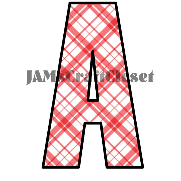 ALPHABET SET Digital Graphic Design Typography Clipart SVG-PNG Sublimation RED PLAID Design Download Crafters Delight {{ JAMsCraftCloset }}