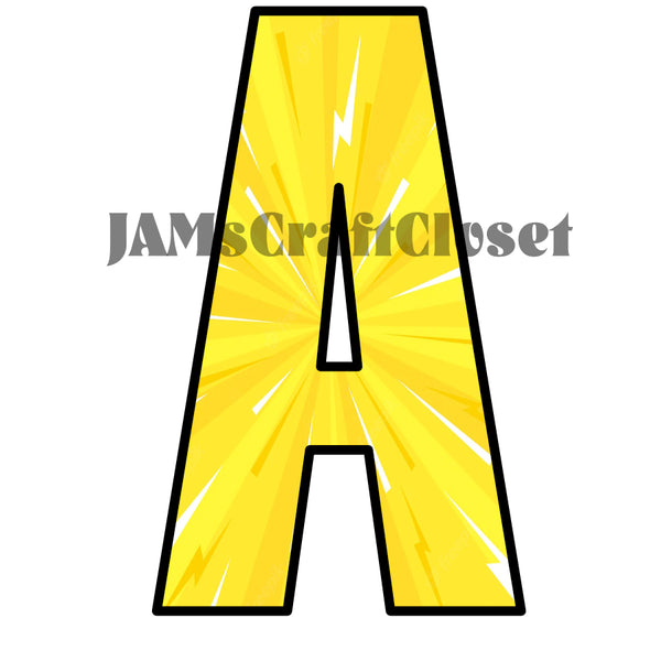 ALPHABET SET Digital Graphic Design Typography Clipart SVG-PNG Sublimation YELLOW BURST Design Download Crafters Delight {{ JAMsCraftCloset }}