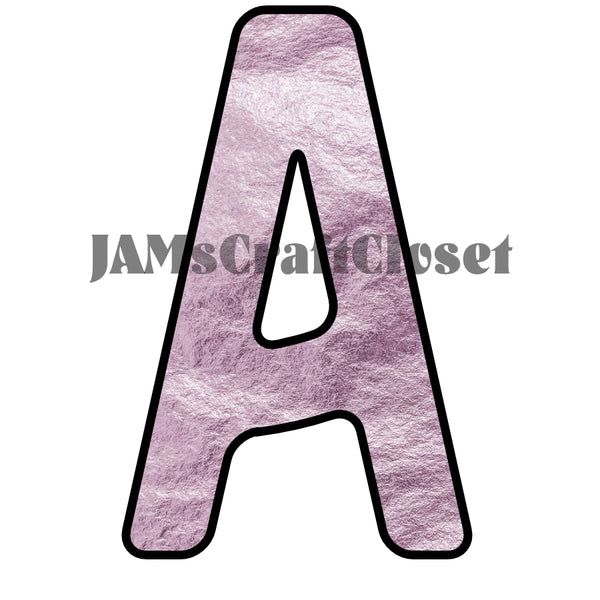 ALPHABET SET Digital Graphic Design Typography Clipart SVG-PNG Sublimation DUSTY ROSE LAVENDER METALIC Industrial Design Download Crafters Delight {{ JAMsCraftCloset }}