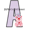 ALPHABET SET Digital Graphic Design Typography Clipart SVG-PNG Sublimation PIG FLORAL PURPLE CHECKERED Design Download Crafters Delight {{ JAMsCraftCloset }}