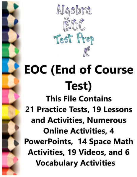 Algebra EOC (End of Course) Test Prep Teacher Supplemental Activities {{ JAMsCraftCloset }}