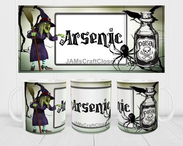 MUG Coffee Full Wrap Sublimation Digital Graphic Design Download ARSENIC Halloween SVG-PNG Crafters Delight {{ JAMsCraftCloset }}
