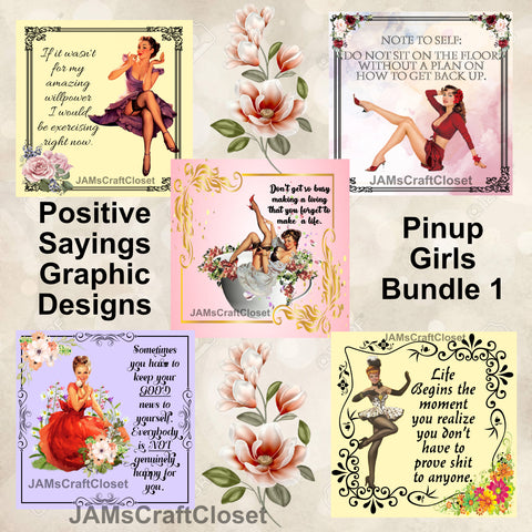 BUNDLE PINUP GIRLS 1 Graphic Design Downloads SVG PNG JPEG Files Crafters Delight {{ JAMsCraftCloset }}