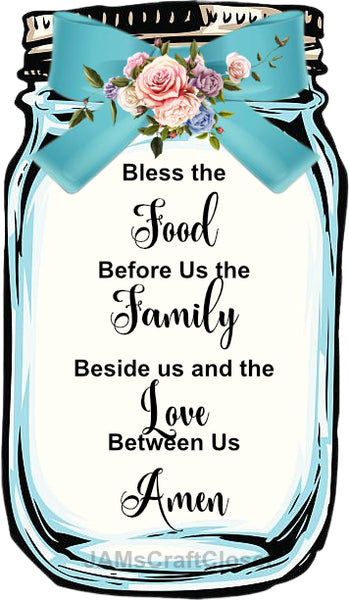 Digital Graphic Design Canning Jar SVG-PNG-JPEG Download Positive Saying Kitchen Decor BLESS THE FOOD FAMILY LOVE Crafters Delight {{ JAMsCraftCloset }}