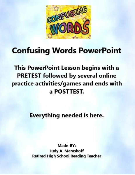 Confusing Words Complete PowerPoint Lesson With ANSWER KEYS Teacher Resource {{ JAMsCraftCloset }}