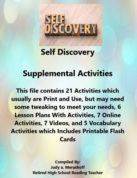SELF DISCOVERY Supplemental Activities Teacher Resources {{ JAMsCraftCloset }}