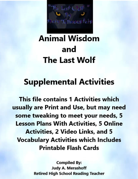 Florida Collections 6th Grade Collection 2 Animal Wisdom and The Last Wolf Supplemental Activities {{ JAMsCraftCloset }}