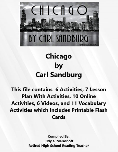 Florida Collection 8th Grade Collection 6 Chicago by Carl Sandburg Supplemental Activities {{ JAMsCraftCloset }}