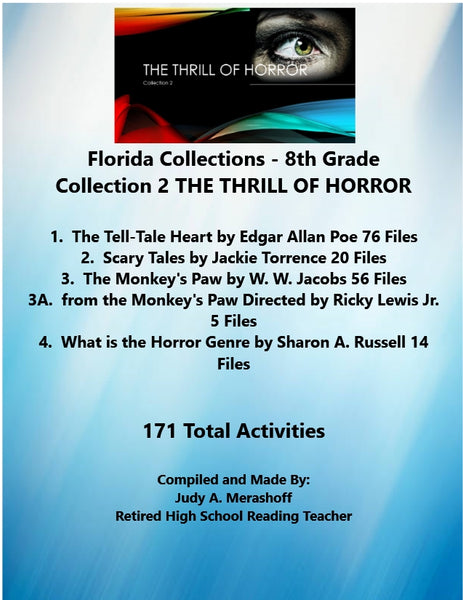 Florida Collections 8th Grade Collection 2 THE THRILL OF HORROR 4 Passages {{ JAMsCraftCloset }}