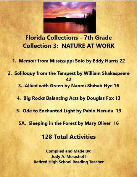 Florida Collections 7th Grade Collection 3 NATURE AT WORK Supplemental Activities {{ JAMsCraftCloset }}