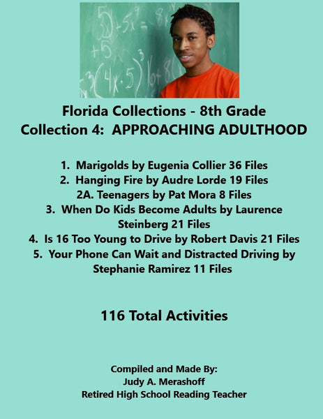Florida Collections 8th Grade Collection 4 APPROACHING ADULTHOOD 5 Passages Supplemental Activities {{ JAMsCraftCloset }}