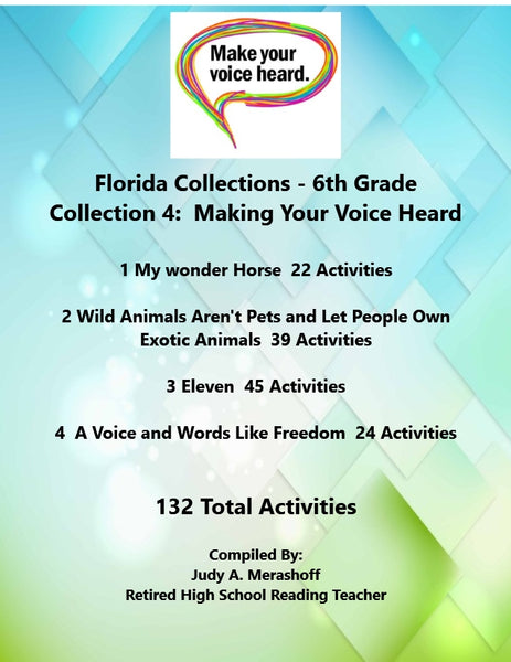 Florida Collections 6th Grade Collection 4 MAKING YOUR VOICE HEARD Supplemental Activities {{ JAMsCraftCloset }}