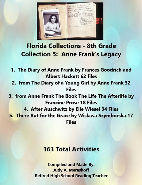Florida Collections 8th Grade Collection 5 ANNE FRANKS LEGANCY 5 Passages Supplemental Activities {{ JAMsCraftCloset }}