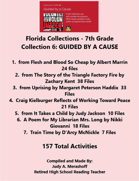 Florida Collections 7th Grade Collection 6 GUIDED BY A CAUSE Supplemental Activities {{ JAMsCraftCloset }}