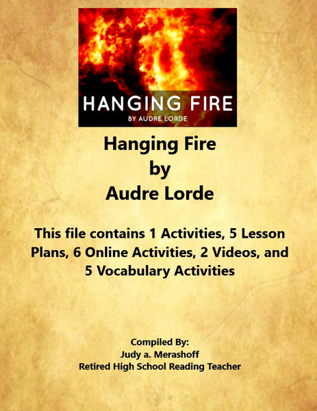 Florida Collection 8th Grade Collection 4 Hanging Fire by Audre Lorde Supplemental Activities {{ JAMsCraftCloset }}