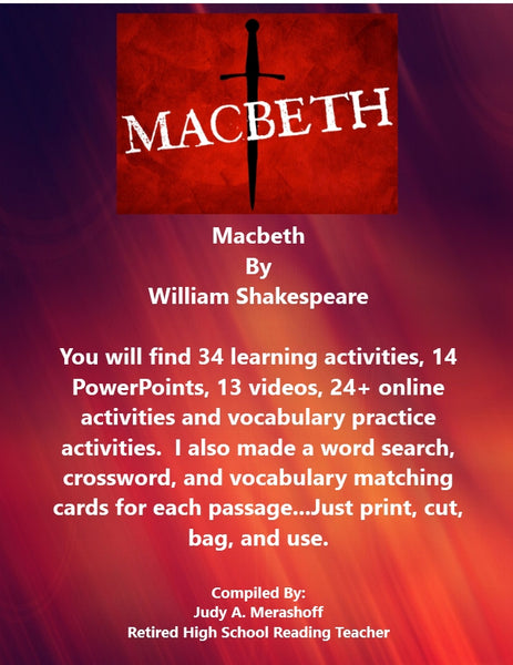 Macbeth from HMH 10th Grade Collection 5 {{ JAMsCraftCloset }}
