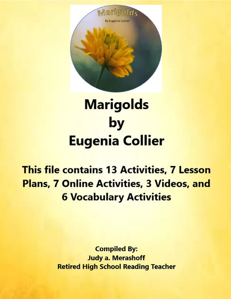 Florida Collection 8th Grade Collection 4 Marigolds by Eugenia Collier Supplemental Activities {{ JAMsCraftCloset }}