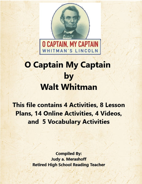 Florida Collection 8th Grade Collection 3 O Captain My Captain by Walt Whitman Extra Activities {{ JAMsCraftCloset }}