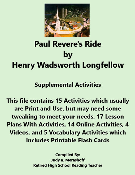 Florida Collections 6th Grade Collection 5 PAUL REVERES RIDE By Longfellow Supplemental Activities {{ JAMsCraftCloset }}