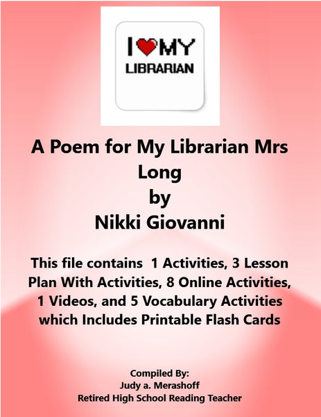 Florida Collections 7th Grade Collection 6 A Poem for My Librarian Mrs Long Supplemental Activities {{ JAMsCraftCloset }}