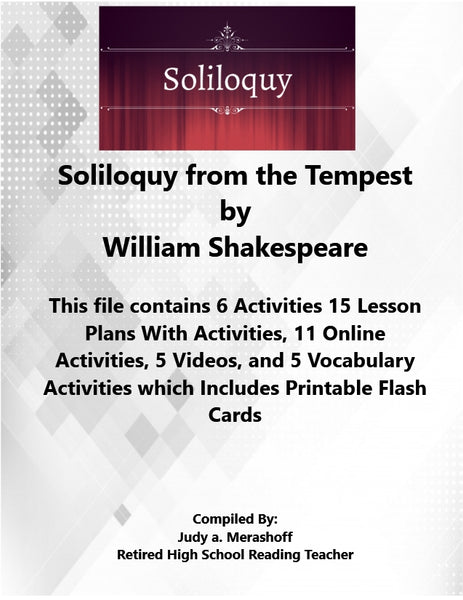 Sililoquy from the Tempest William Shakespeare 7th Grade Florida Collections 3 Extra Activities {{ JAMsCraftCloset }}