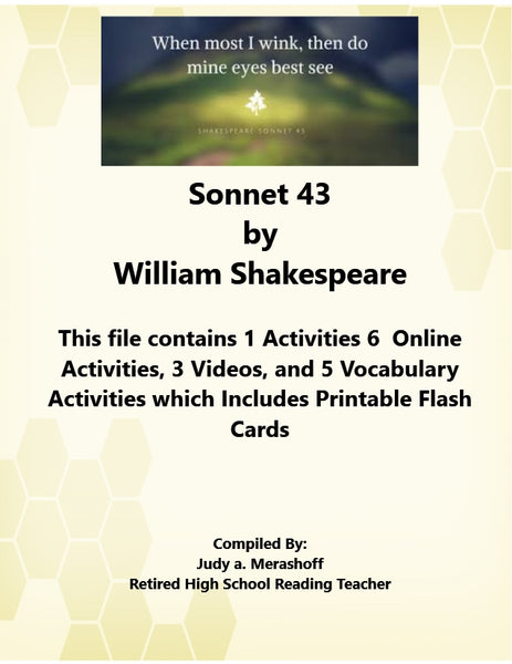 Sonnet 43 by William Shakespeare from Florida Collections 7th Grade Collection 2 {{ JAMsCraftCloset }}